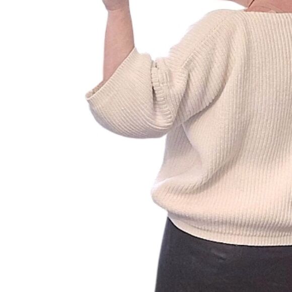 VTG San Miguel White Cable Knit 100% Cotton Oversized Sweater Medium - Picture 9 of 15